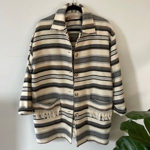 Oversized Striped Wool Coat